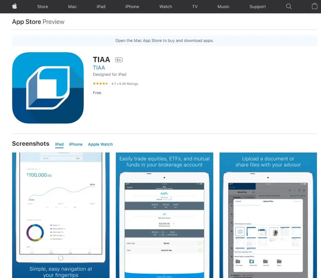 iOS Mobile Device – TIAA CREF Banking Login