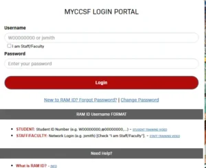 MYCCSF LOGIN PORTAL