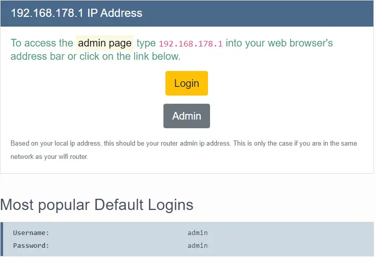 192.168.l78.1 - Admin Login Router