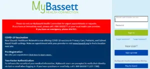 MyBassett Health Connection - Login page. Health Features: Safety and Confidentiality: Bassett Healthcare Network (and its affiliates) is done.