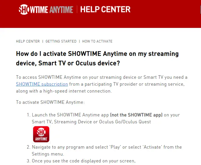 How To showtimeanytime/activate & App Information