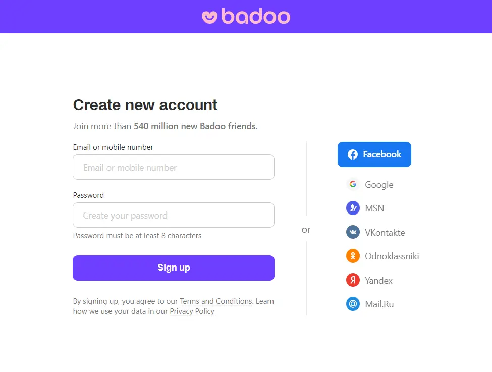 Badoo sign up login