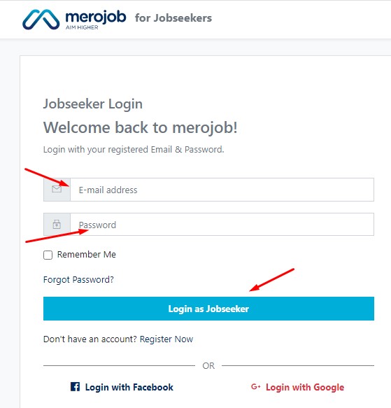 How to Login to Merojob at First Registration merojob.com