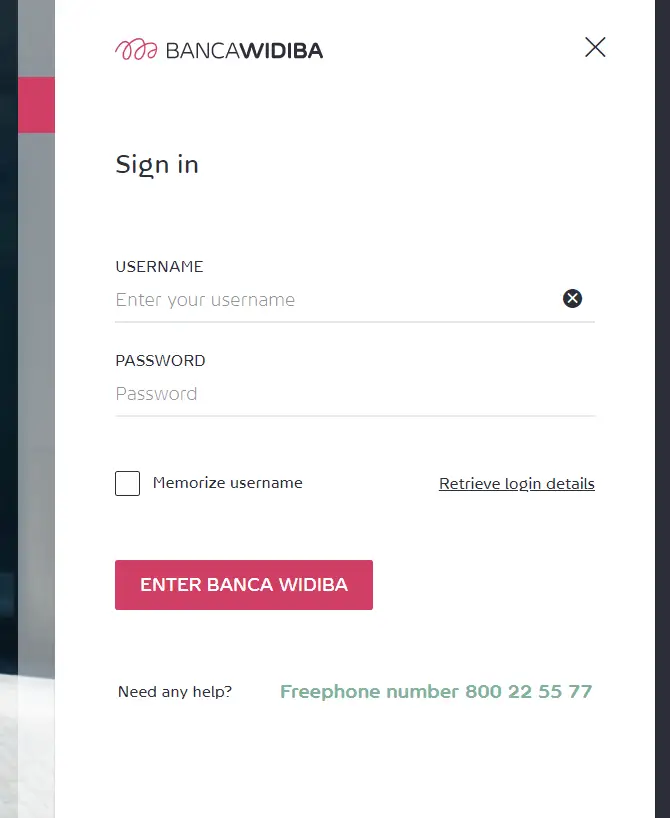 Widiba Login