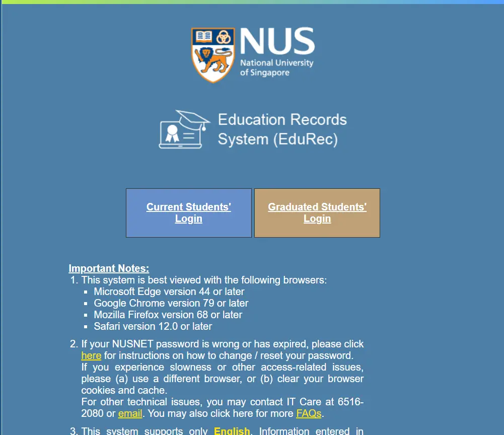 How To Edurec Login & New Student Register Myedurec.nus.edu.sg