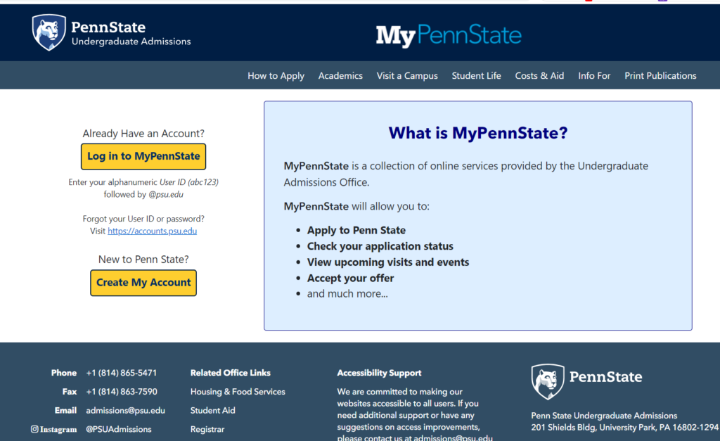 PSU Admissions Login @ A Complete Guide for Students