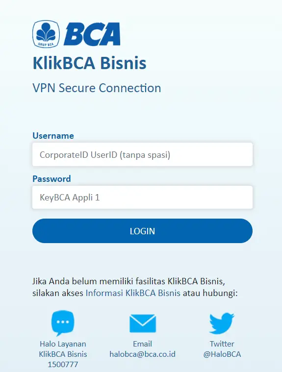 klikbca bisnis login