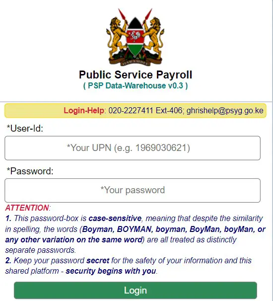 PublicService.Kenya.Go.Ke Login