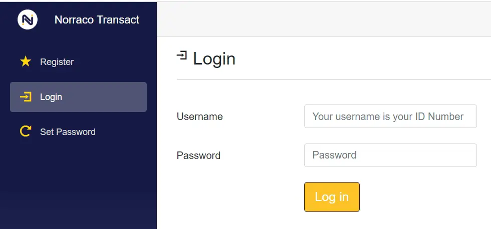 How To Norraco Transact Login And Online Registration