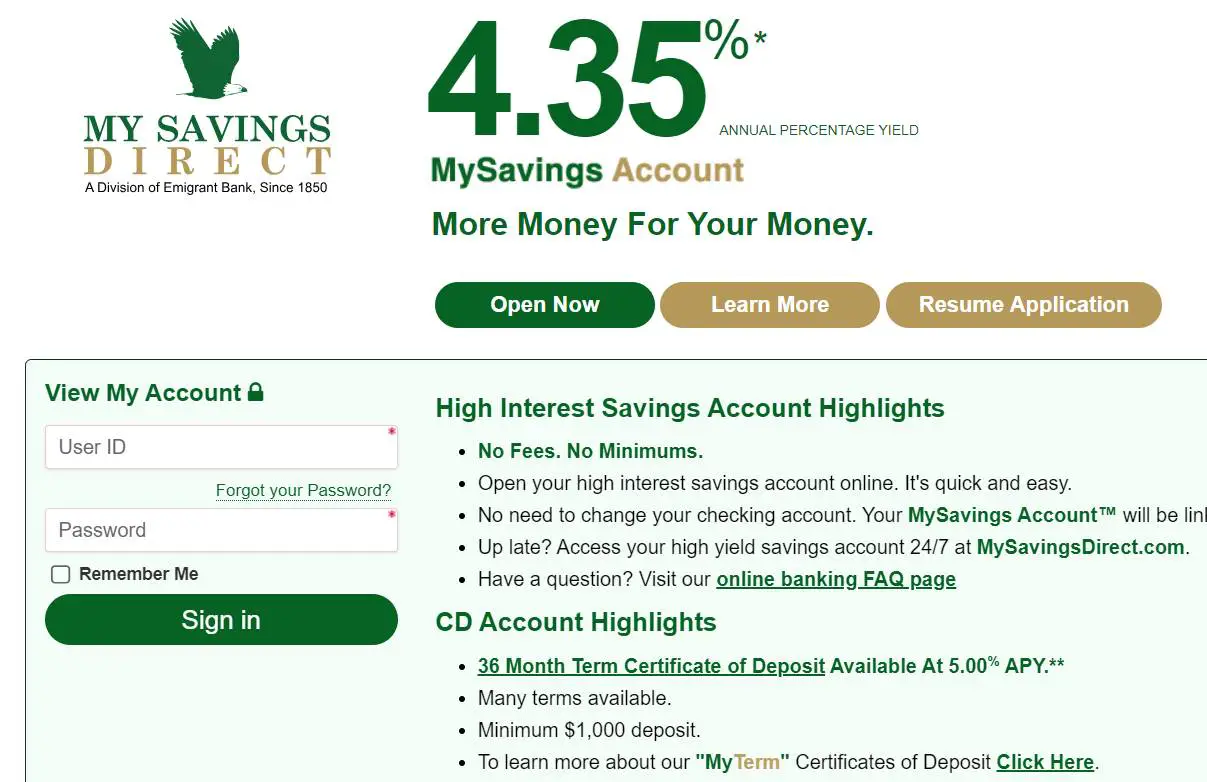 How To My Savings Direct Login And Online Registration