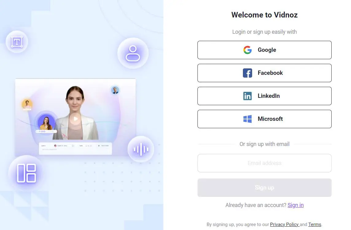 Vidnoz AI Login App