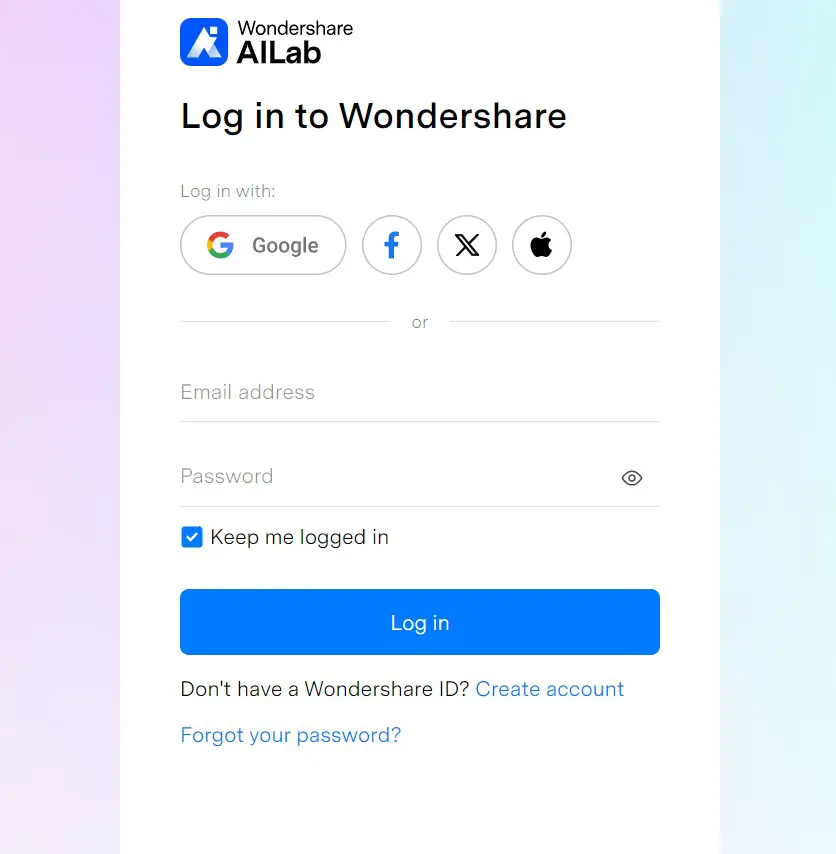 Wondershare AI Login