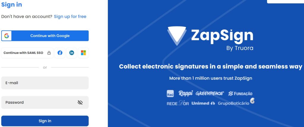 Zapsign Login