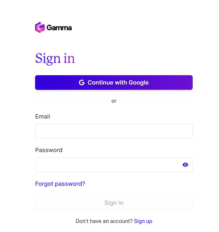 gamma Ai PPT Login