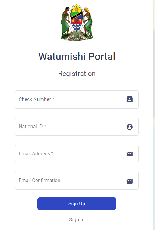 Registering on the https //ess.utumishi.go.tz login Portal
