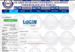 OOU Student Portal Login