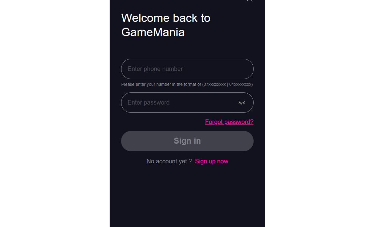 gamemania.co.ke Login