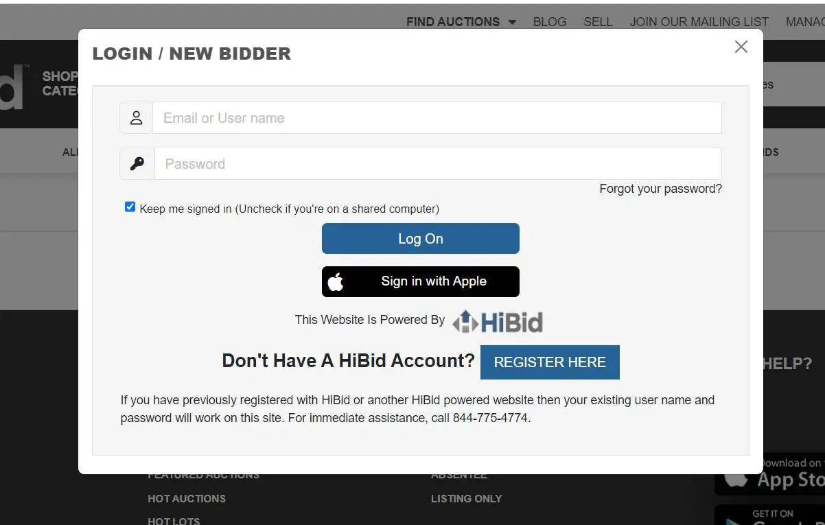 Hibid Login