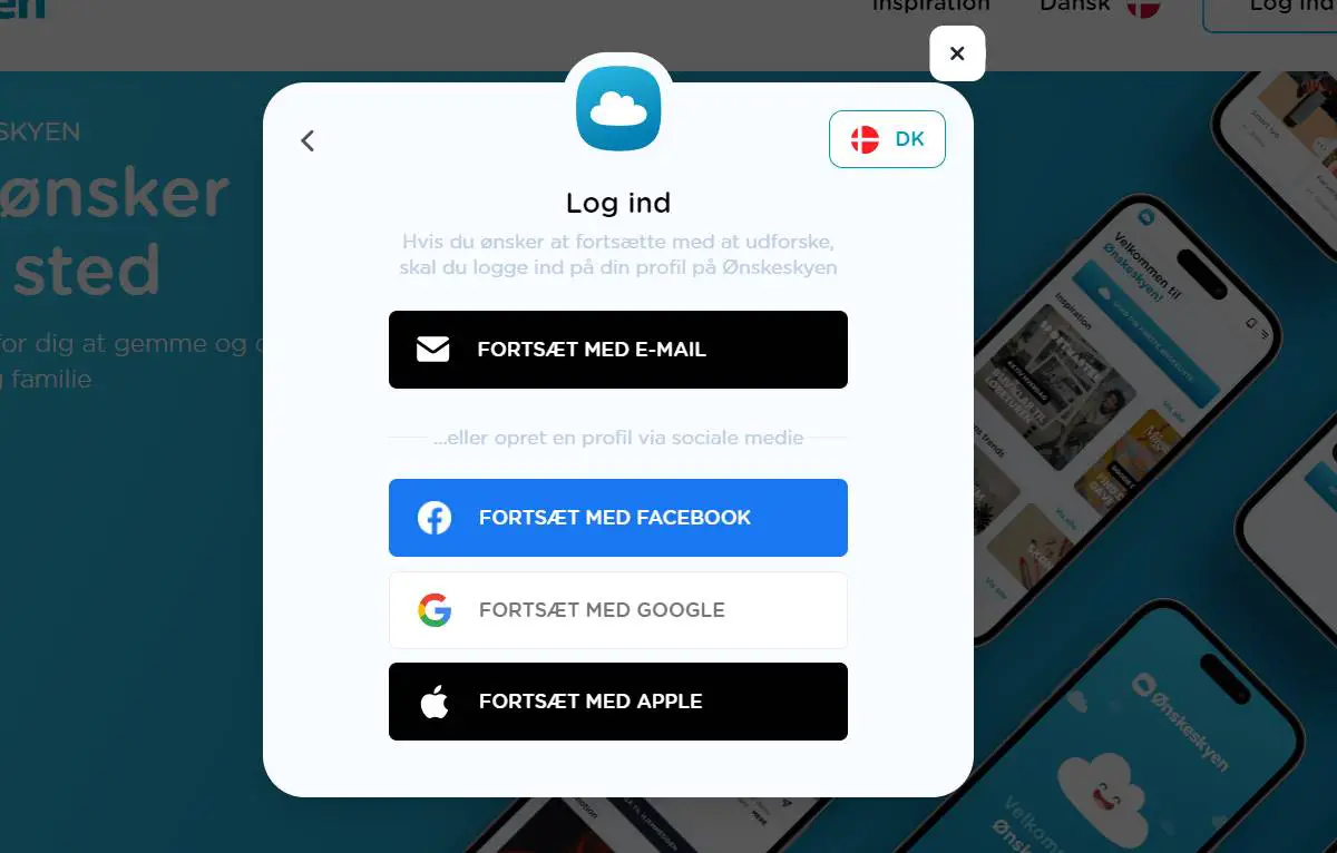 Ønskeskyen login app