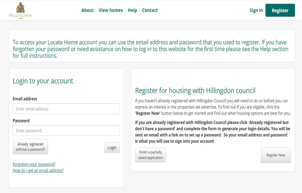 Locata Hillingdon Login