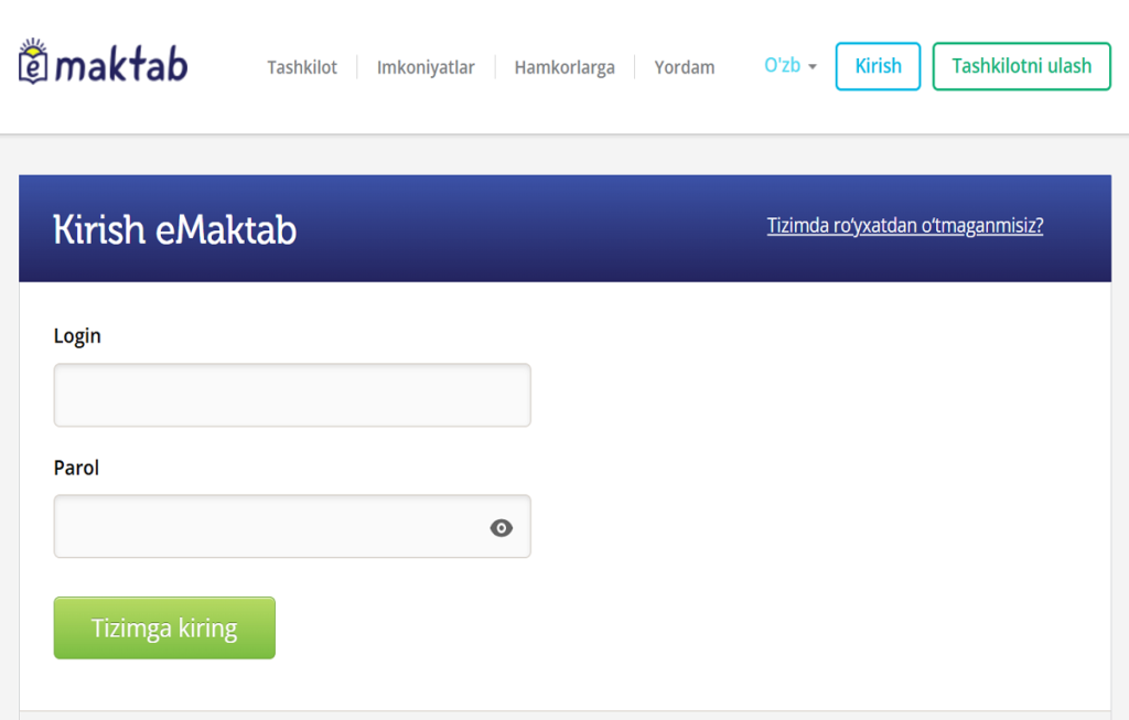 Kundalik com login parol kirish