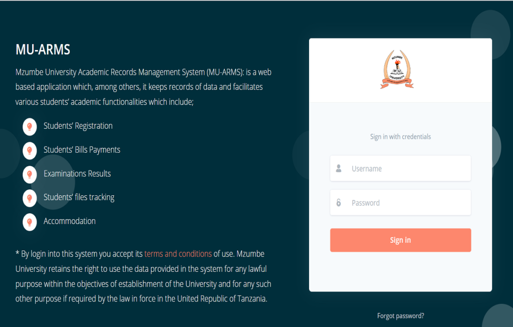Mu-arms Mzumbe Login