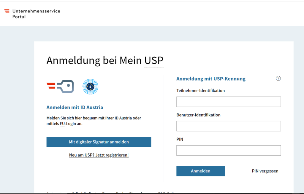 Unternehmensserviceportal Login