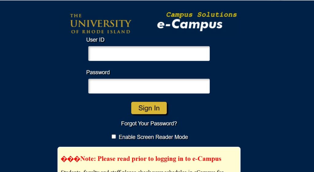 URI eCampus Login
