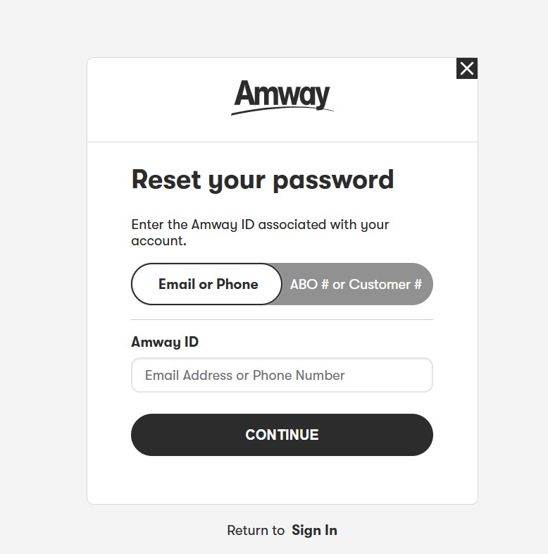 Amway com my login password