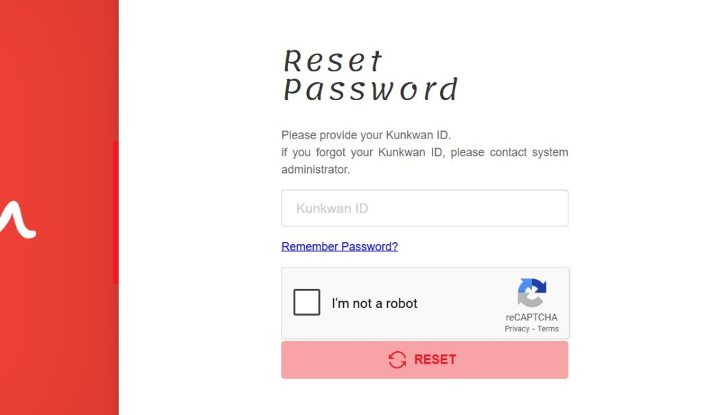 Kunkwan Forgot Password