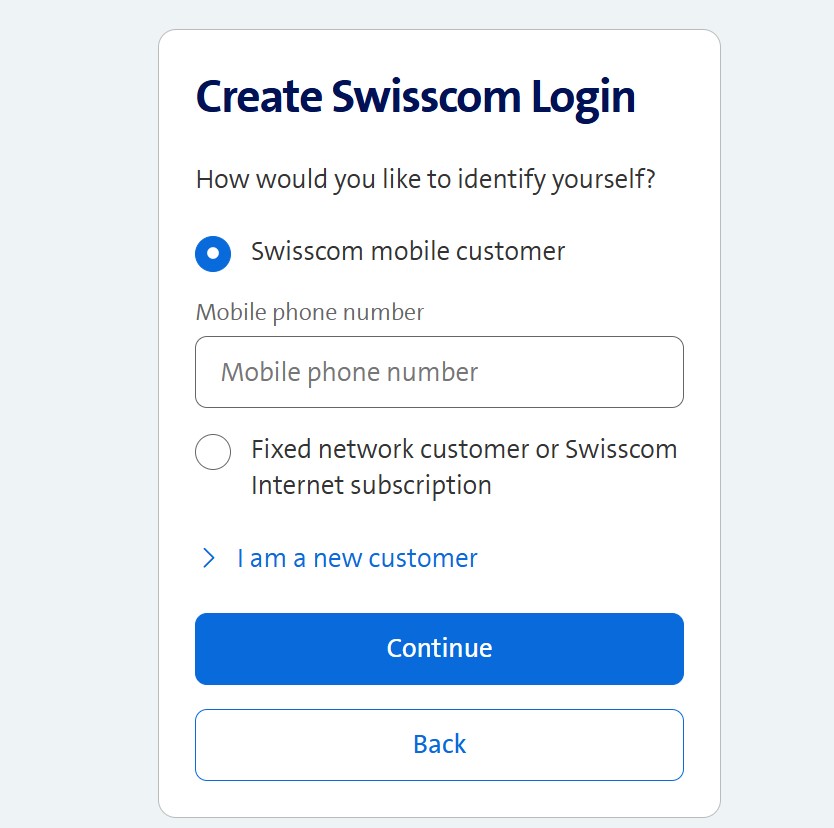 My Swisscom Register