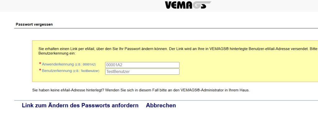 VEMAGS Forgot password