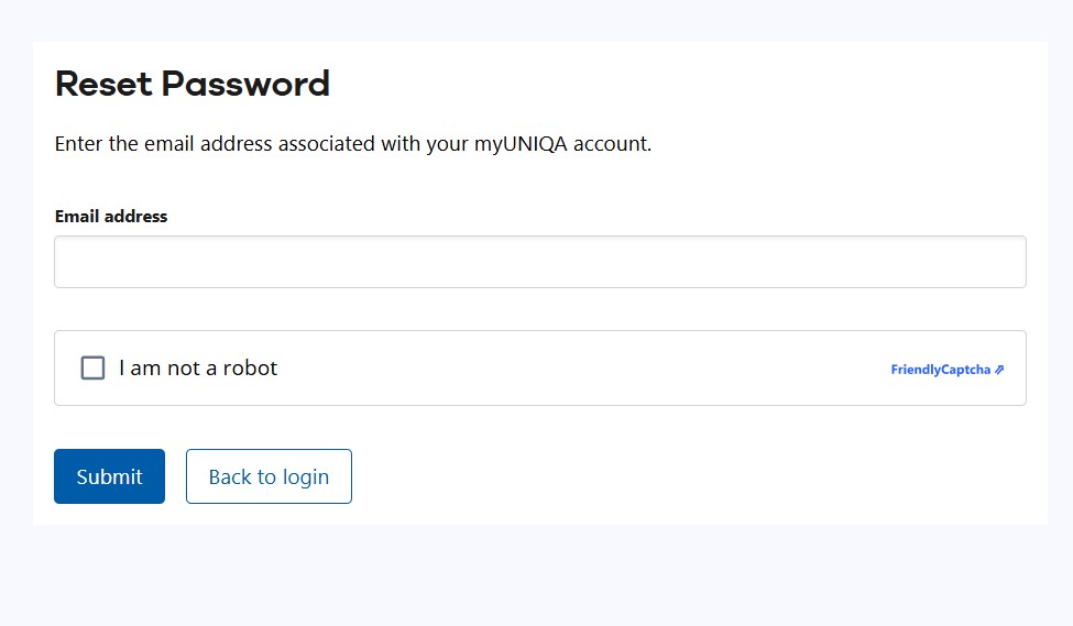 myUNIQA Forgot Password?