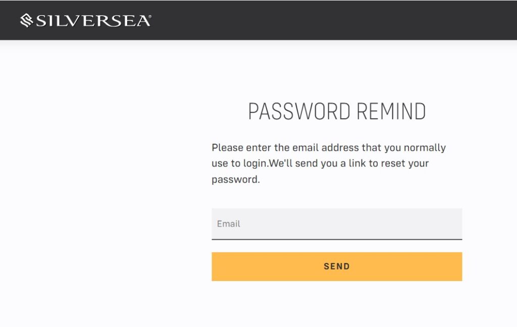 My Silversea Forgot Password