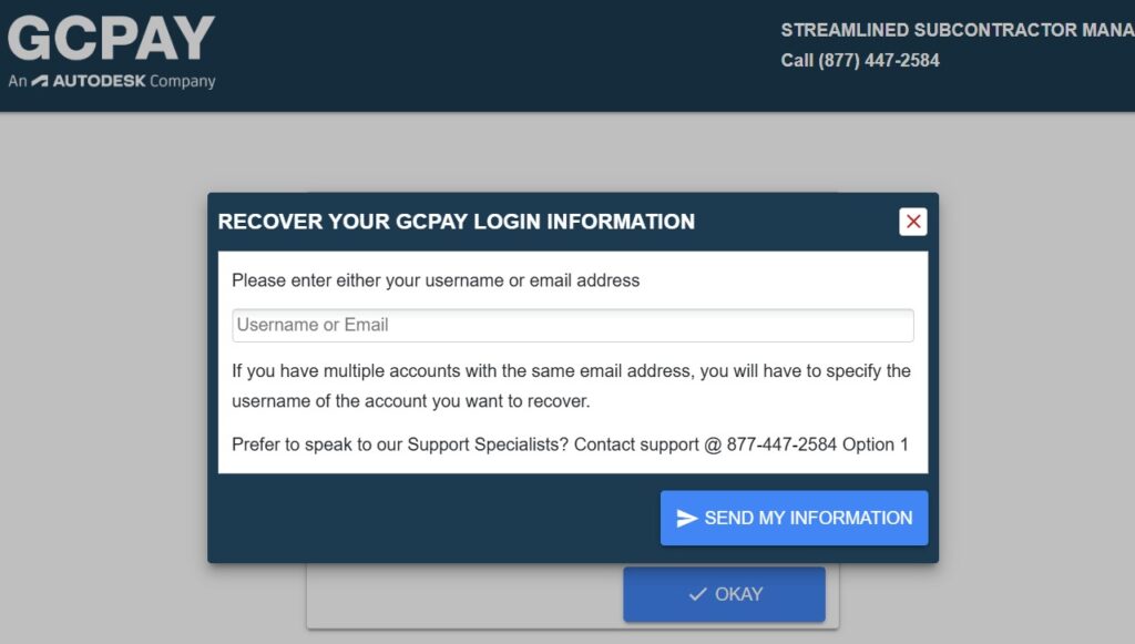 MyGCPay Forgot Password