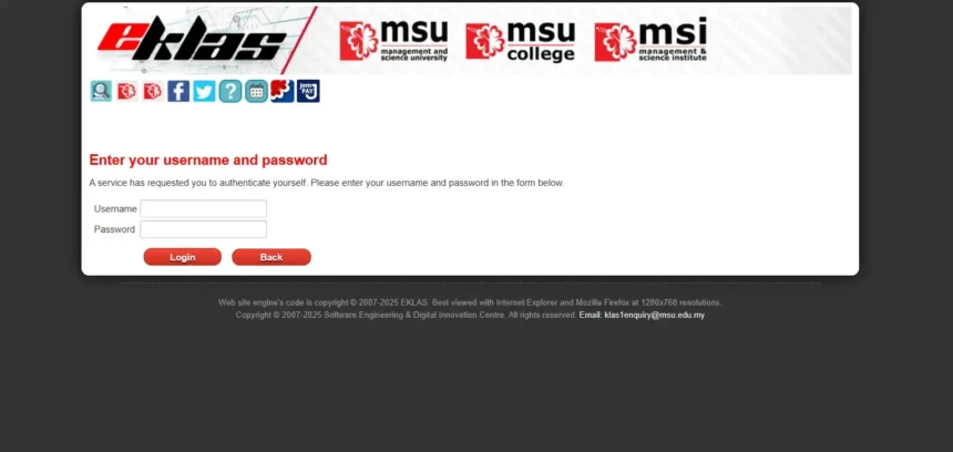 EKLAS MSU Login & Registration: Malaysian Universities