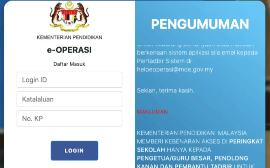 eOperasi Login: Malaysia's education Sector