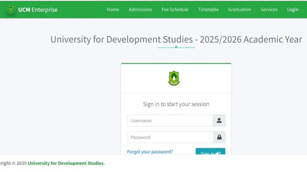 UCM UDS EDU GH Student Portal Login
