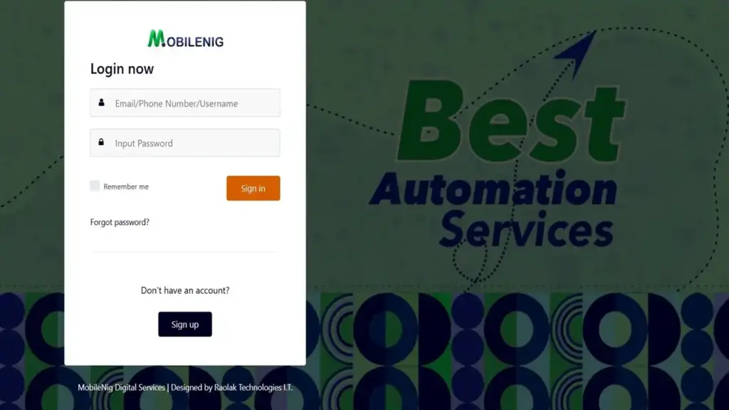 Mobilenig Login