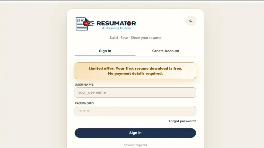 Resumator Login