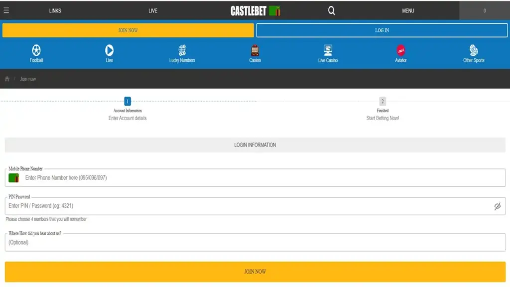 Castlebet Registration Online Login