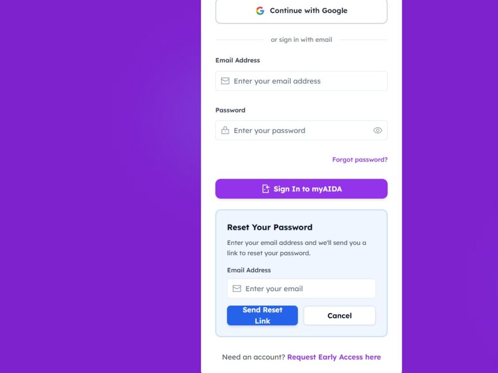 Forgotten myAIDA Password