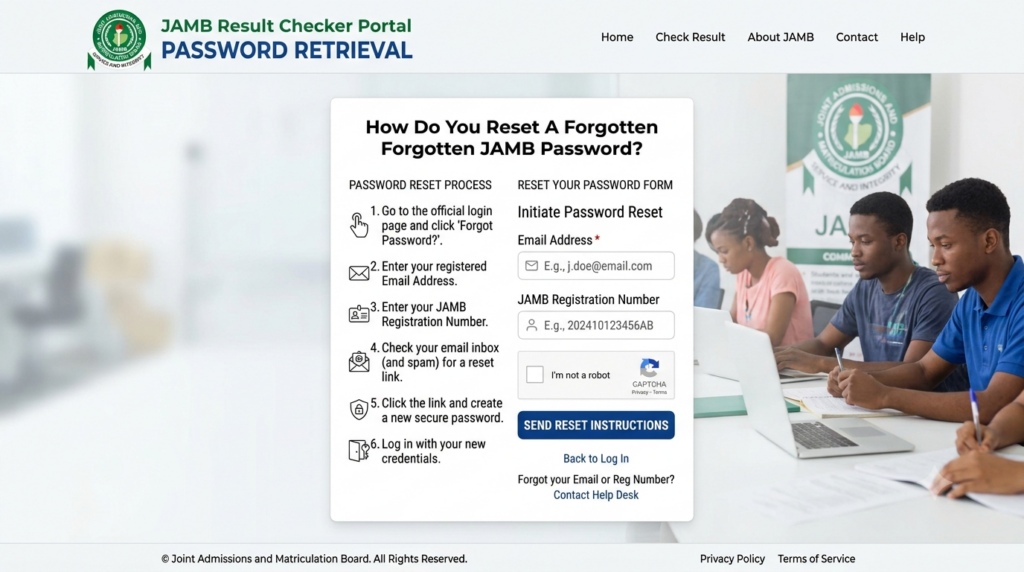 JAMB Result checer portal forgotten password